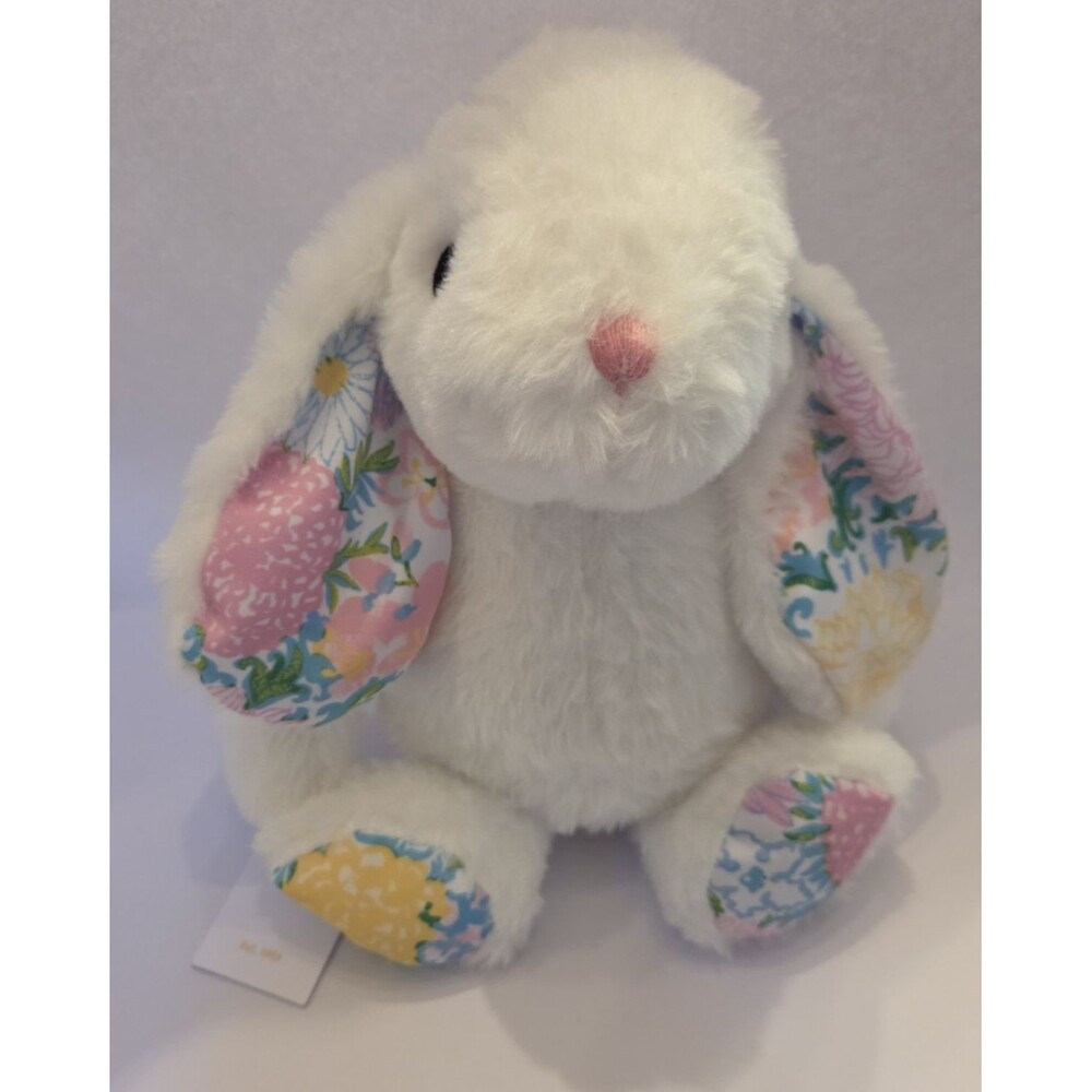 NWT Lilly Pulitzer Plush Bunny Rabbit Floral Ears Feet White Easter 9"